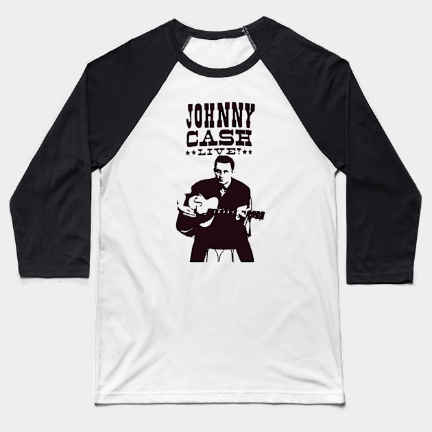 Johnny Cash - Classic Sketch Baseball T-Shirt by NavyVW